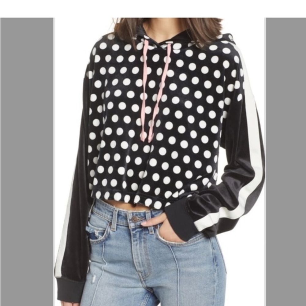 Juicy couture black‎ label polka dot cropped hoodie